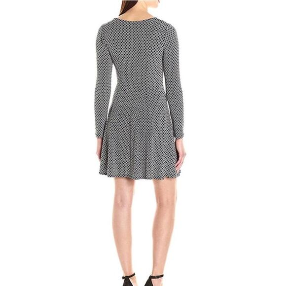 NEW Karen Kane Godet Long Sleeve Mini Dress in Black/White Diamond Print Size XL - Picture 14 of 14